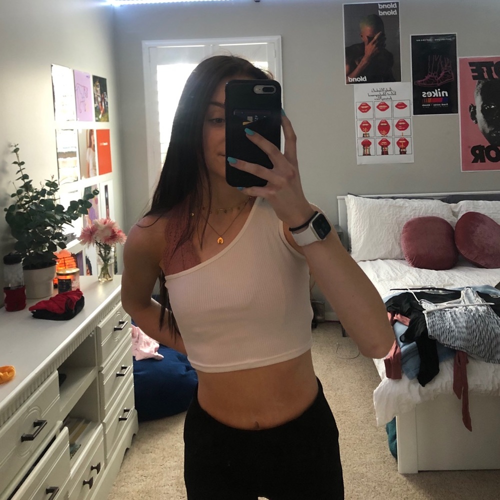 white one shoulder top
